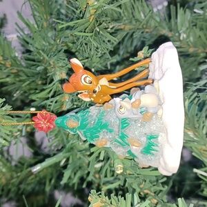 Disney Bambi and Thumper Glittery Christmas Tree & Snow Light Up Ornament 1990s